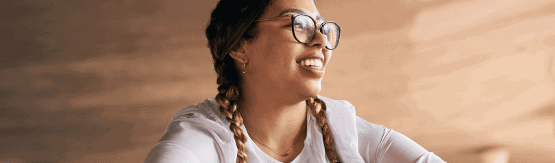 Woman smiling with glasses