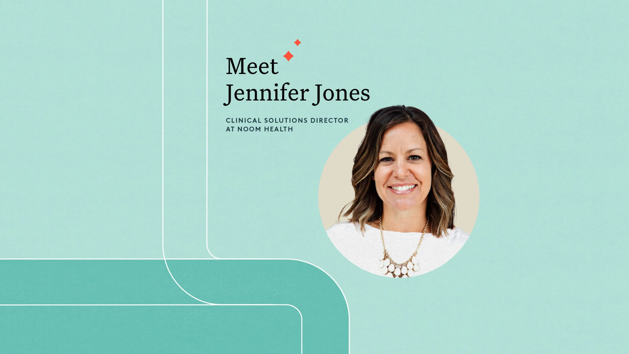 Jennifer Jones, Noom health director, smiling portrait for weight loss and health management.