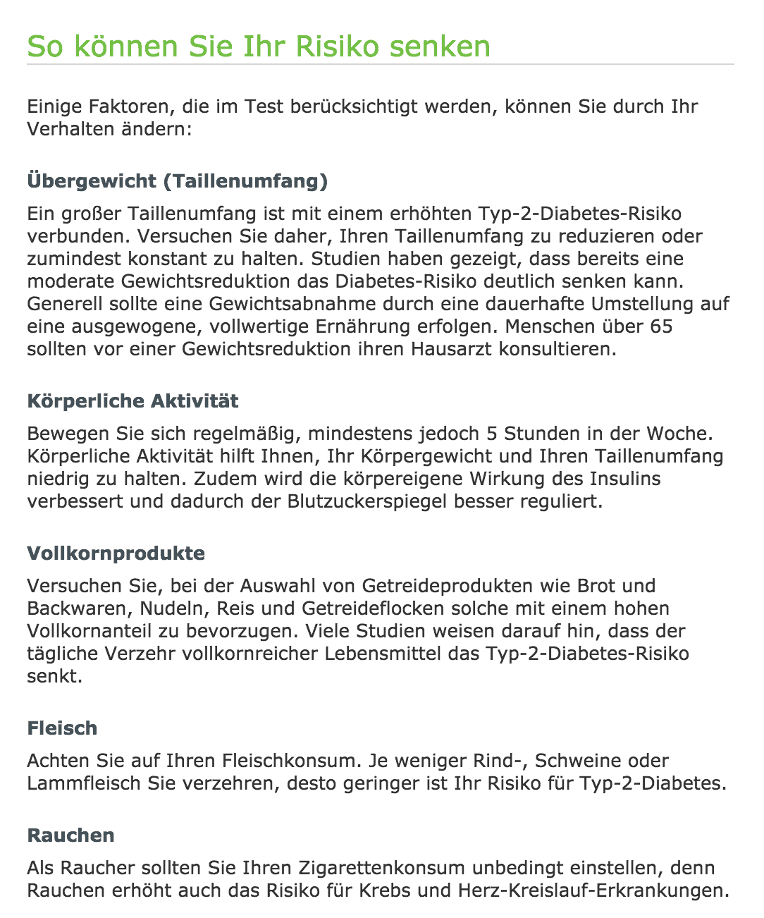 Diabetes Risiko reduzieren